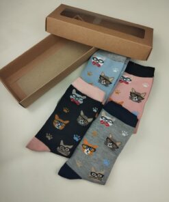 PACK CALCETINES GATITOS CON GAFAS